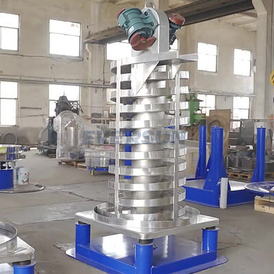 Auger Screw Conveyor Incorporating Vertical Spiral Vibration Elevator and Acrylic Cover for Material Conveying Solutions
